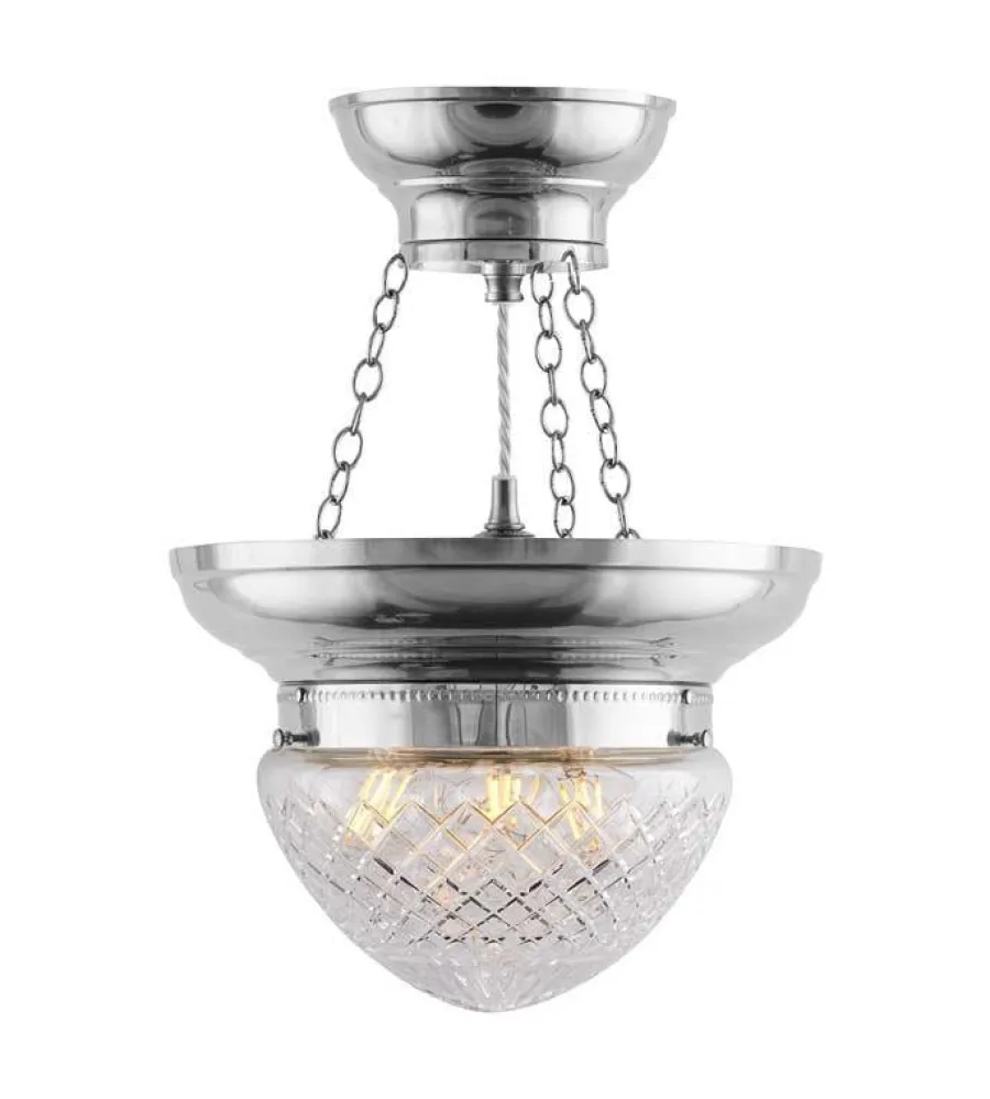 Karlskrona Lampfabrik Amplar|Ampel - Frödingampel 200 nickel, slipat klarglas