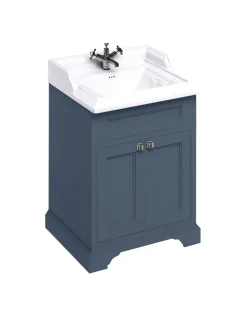 Badex AB Kommoder Med Handfat|Badrumskommoder|Badrumskommod Burlington - 65 cm porslin/dörr blå