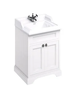 Badex AB Kommoder Med Handfat|Badrumskommoder|Badrumskommod Burlington - 65 cm porslin/dörr vit