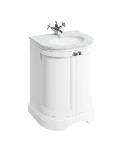 Badex AB Kommoder Med Handfat|Badrumskommod rundad Burlington - 65 cm matt vit/dörr