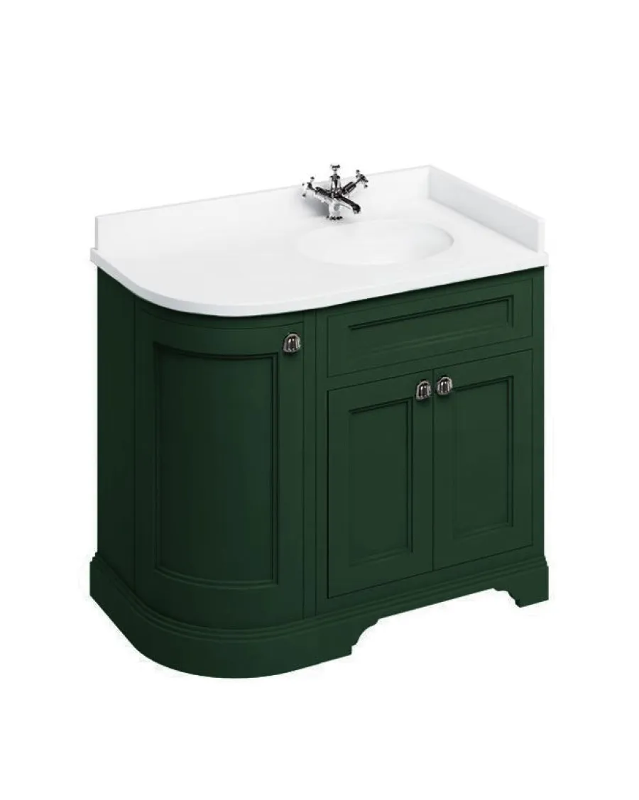 Badex AB Kommoder 100 - 130 Cm|Badrumskommod rundat hörn Burlington - 100 cm grön (endast underdel)