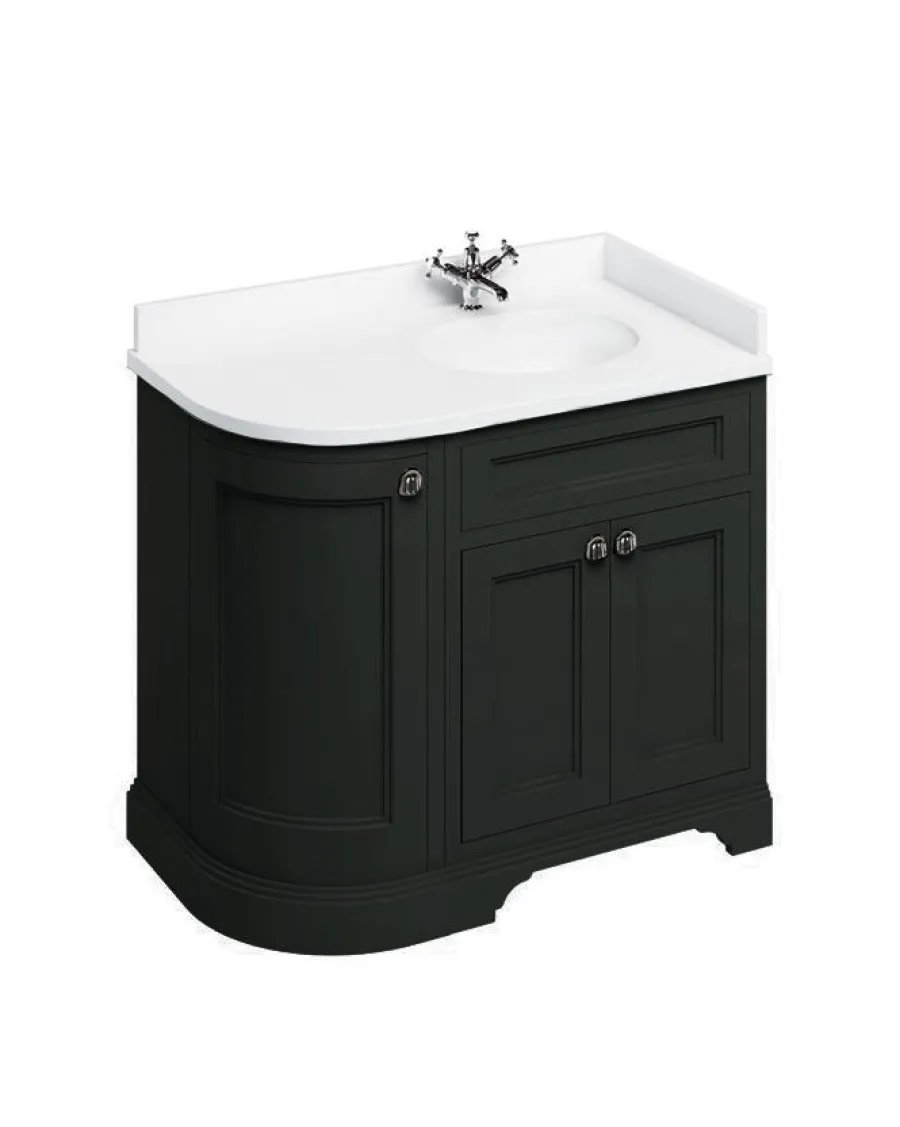 Badex AB Kommoder 100 - 130 Cm|Badrumskommod rundat hörn Burlington - 100 cm svart (endast underdel)
