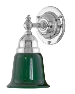 Karlskrona Lampfabrik Badrumslampor - Vägg|Badrumslampor - Vägg|Badrumslampa - Adelborg nickel, grön klocka