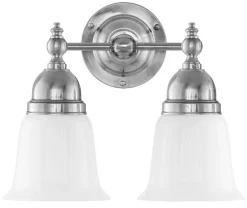 Karlskrona Lampfabrik Badrumslampor - Vägg|Badrumslampor - Vägg|Badrumslampa - Bergman nickel, opalvit klocka