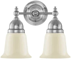 Karlskrona Lampfabrik Badrumslampor - Vägg|Badrumslampor - Vägg|Badrumslampa - Bergman nickel, benvit klocka