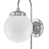 Karlskrona Lampfabrik Badrumslampor - Vägg|Badrumslampor - Vägg|Badrumslampa - Blomberg 80 nickel, opalvit klot