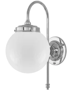 Karlskrona Lampfabrik Badrumslampor - Vägg|Badrumslampor - Vägg|Badrumslampa - Blomberg 80 nickel, opalvit klot