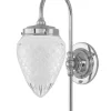 Karlskrona Lampfabrik Badrumslampor - Vägg|Badrumslampor - Vägg|Badrumslampa - Blomberg 80 nickel, klarglas droppe