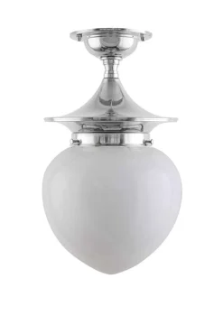 Karlskrona Lampfabrik Badrumslampor - Tak|Badrumslampor - Tak|Badrumslampa - Dahlberg 100 nickel, opalvit droppe