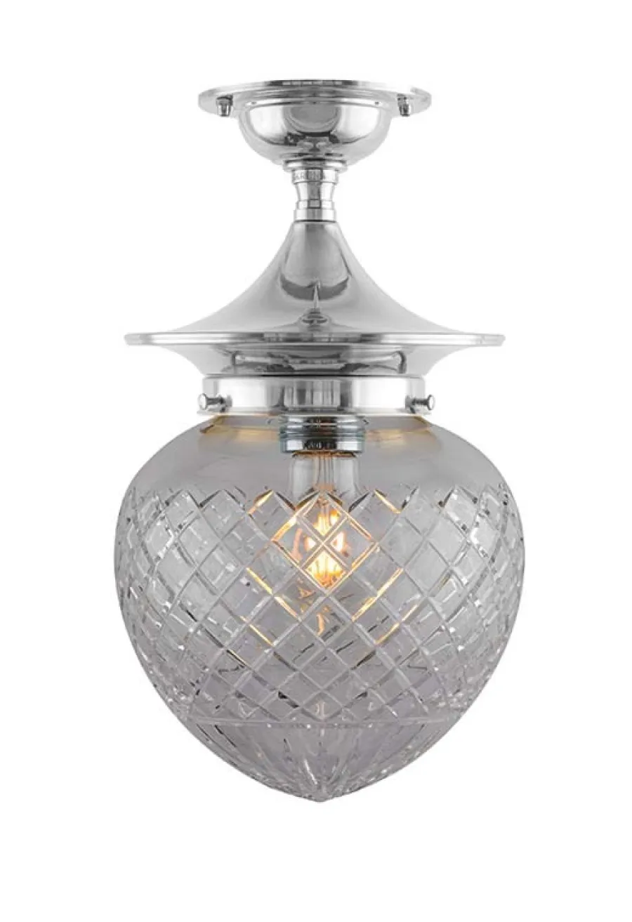 Karlskrona Lampfabrik Badrumslampor - Tak|Badrumslampor - Tak|Badrumslampa - Dahlberg 100 nickel, klarglas droppe