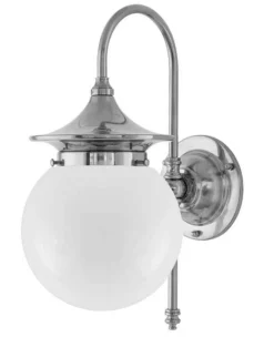 Karlskrona Lampfabrik Badrumslampor - Vägg|Badrumslampor - Vägg|Badrumslampa - Fryxell nickel, opalvit klot