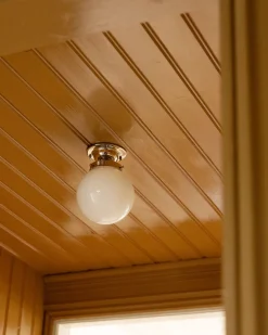 Karlskrona Lampfabrik Små Taklampor|Badrumslampor - Tak|Badrumslampa - Lundkvist 80 nickel, klotskärm