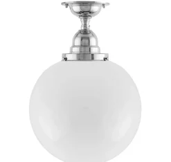 Karlskrona Lampfabrik Badrumslampor - Tak|Badrumslampor - Tak|Badrumslampa - Taklampa Byström 100 nickel, stor klotskärm