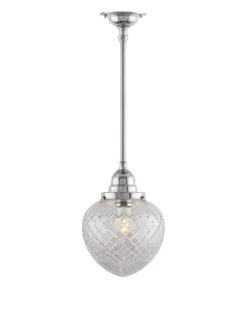 Karlskrona Lampfabrik Badrumslampor - Tak|Badrumslampor - Tak|Badrumslampa - Taklampa Byströmpendel 100 nickel, klardroppe