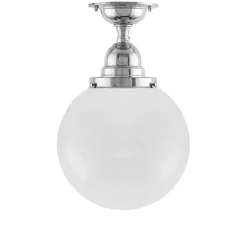 Karlskrona Lampfabrik Badrumslampor - Tak|Badrumslampor - Tak|Badrumslampa - Taklampa Byström 100 nickel, klotskärm
