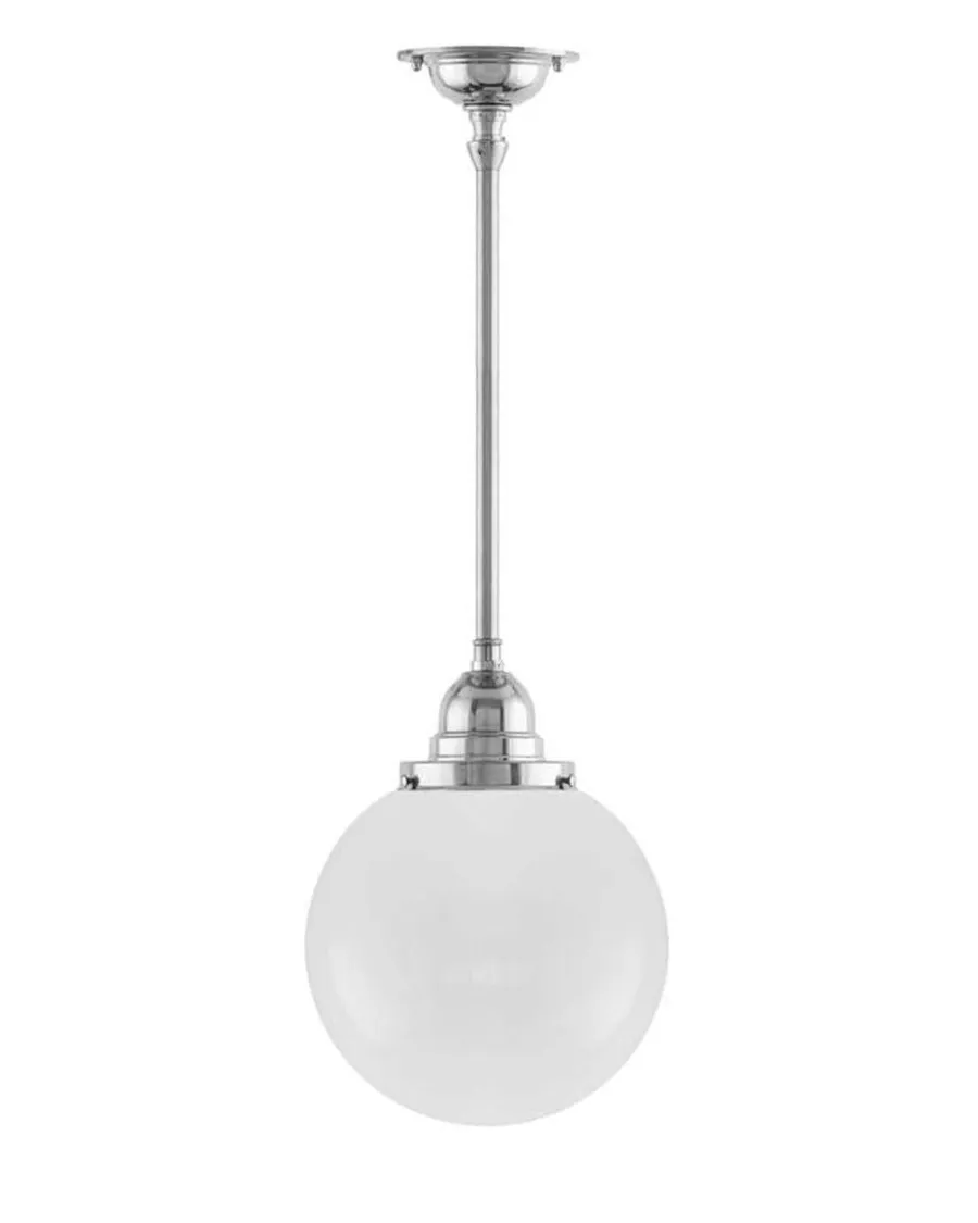 Karlskrona Lampfabrik Badrumslampor - Tak|Badrumslampor - Tak|Badrumslampa - Taklampa Byströmpendel 100 nickel, klotskärm