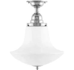 Karlskrona Lampfabrik Badrumslampor - Tak|Badrumslampor - Tak|Badrumslampa - Taklampa Byström 100 nickel, klottrattskärm