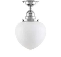 Karlskrona Lampfabrik Badrumslampor - Tak|Badrumslampor - Tak|Badrumslampa - Taklampa Byström 100 nickel, vit droppe