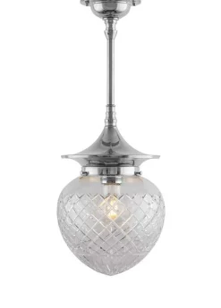 Karlskrona Lampfabrik Badrumslampor - Tak|Badrumslampor - Tak|Badrumslampa - Taklampa Dahlbergspendel 100 nickel, klarglas droppe