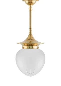 Karlskrona Lampfabrik Badrumslampor - Tak|Badrumslampor - Tak|Badrumslampa - Taklampa Dahlbergspendel 100 mässing, mattglas droppe