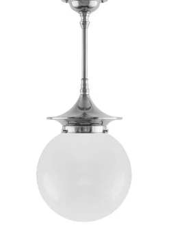 Karlskrona Lampfabrik Badrumslampor - Tak|Badrumslampor - Tak|Badrumslampa - Taklampa Dahlbergspendel 100 nickel, opalvit klotskärm