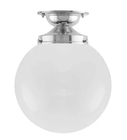 Karlskrona Lampfabrik Badrumslampor - Tak|Badrumslampor - Tak|Badrumslampa - Taklampa Lundkvist 100 nickel, klotskärm