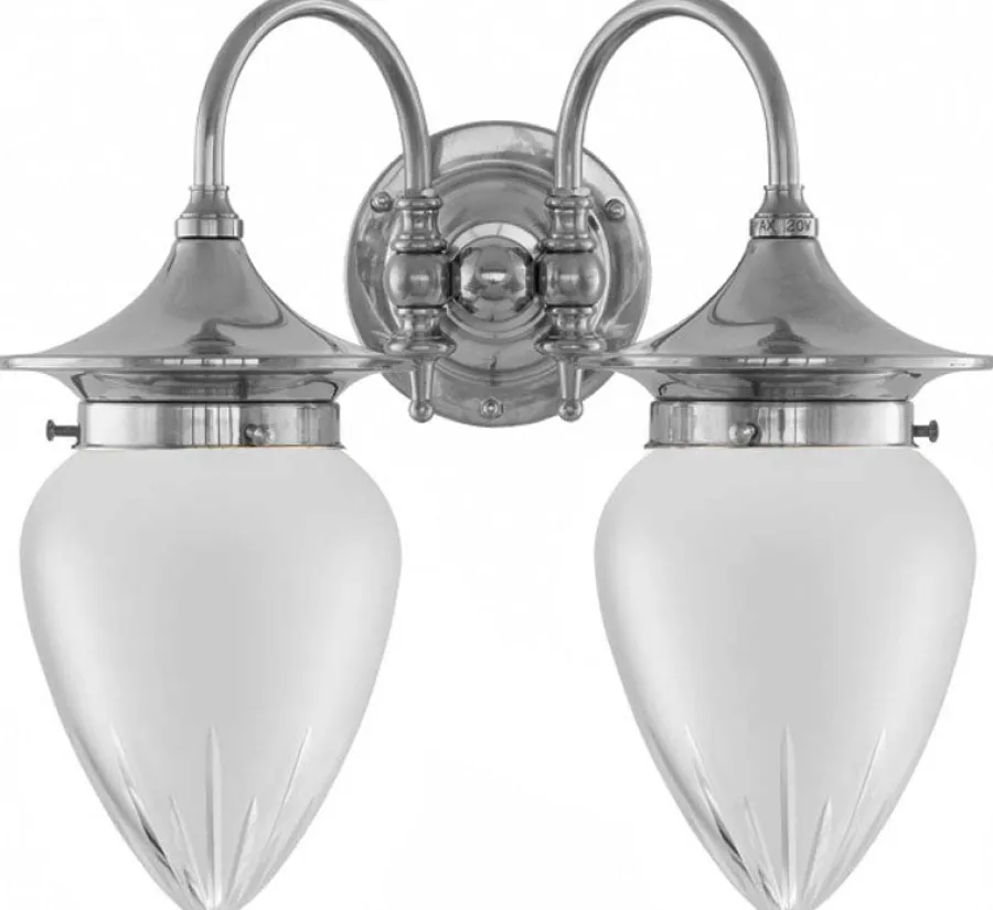 Karlskrona Lampfabrik Badrumslampor - Vägg|Badrumslampor - Vägg|Badrumslampa - Tigerstedt nickel, slipat mattglas