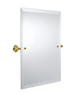 Badex AB Badrumsspeglar Med Fasettslipade Kanter|Badrumsspeglar I Mässing|Badrumsspegel - Haga rektangulär - Mässing 45 x 60 cm