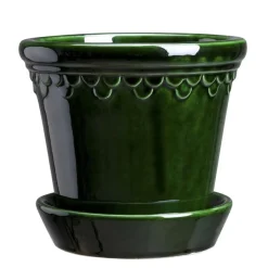 Bergs Potter ApS Presenttips|Blomkrukor & Vaser|Bergs Potter Kruka med fat, Jugend - Grön 25 cm