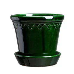 Bergs Potter ApS Presenttips|Blomkrukor & Vaser|Bergs Potter Kruka med fat, Jugend - Grön 18 cm