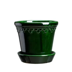 Bergs Potter ApS Presenttips|Blomkrukor & Vaser|Bergs Potter Kruka med fat, Jugend - Grön 12 cm