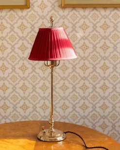 Karlskrona Lampfabrik Bordslampor|Bordslampor I Mässing|Bordslampa - Ankarcrona 50 cm mässing, röd skärm