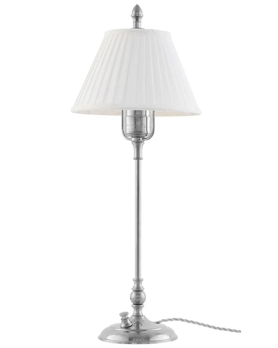 Karlskrona Lampfabrik Bordslampor|Bordslampa - Ankarcrona 50 cm nickel, vit skärm