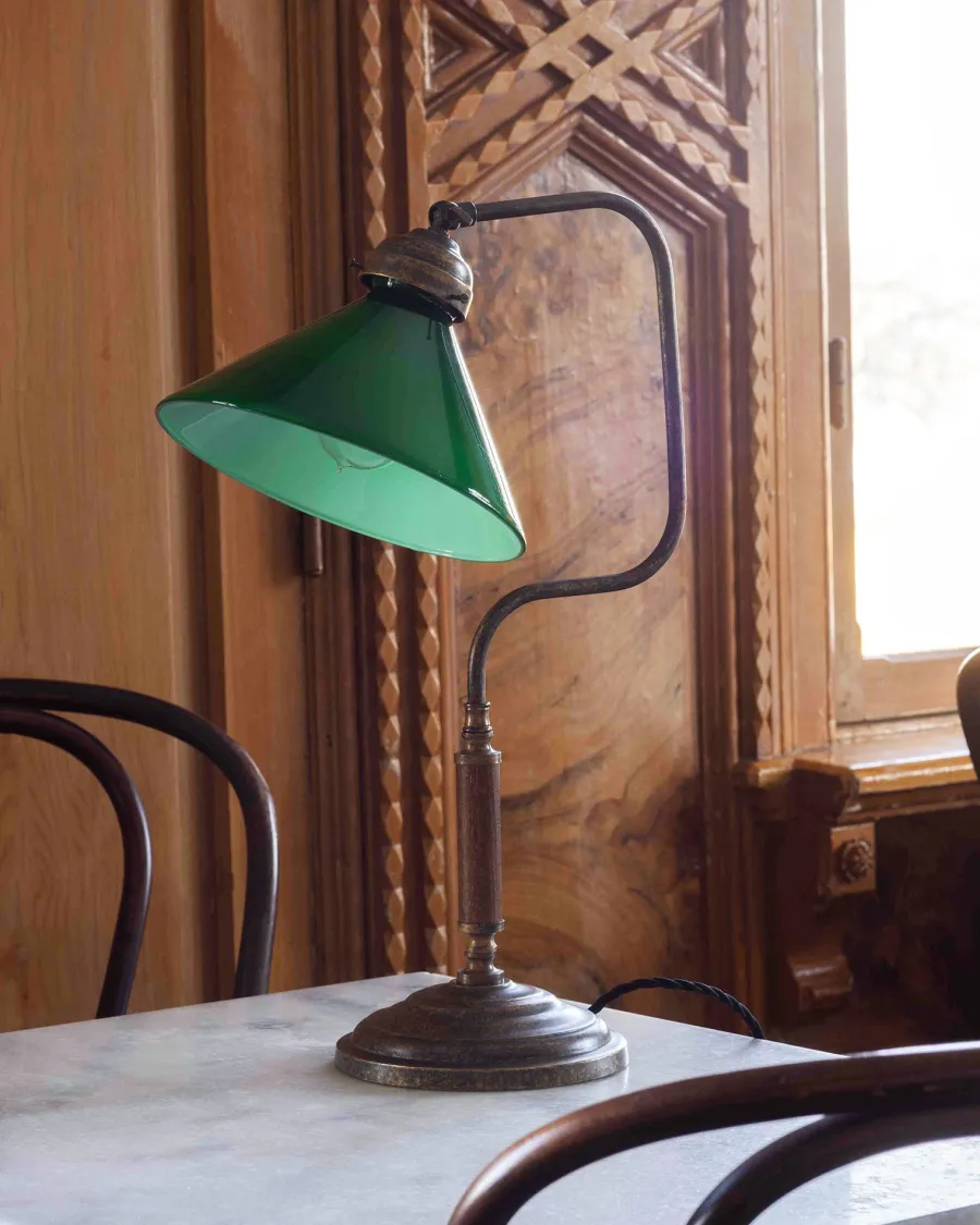 STILARS di GOBBI ANGELO S.n.c. Bordslampor|Bordslampa 1903 - Antik med grön skärm