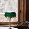 Karlskrona Lampfabrik Bordslampor|Bordslampor I Mässing|Bordslampa - Karlfeldt mässing, grön skärm
