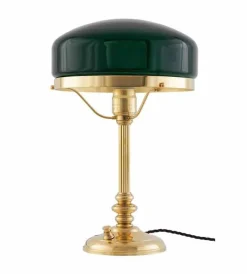 Karlskrona Lampfabrik Bordslampor|Bordslampor I Mässing|Bordslampa - Karlfeldt mässing, grön skärm