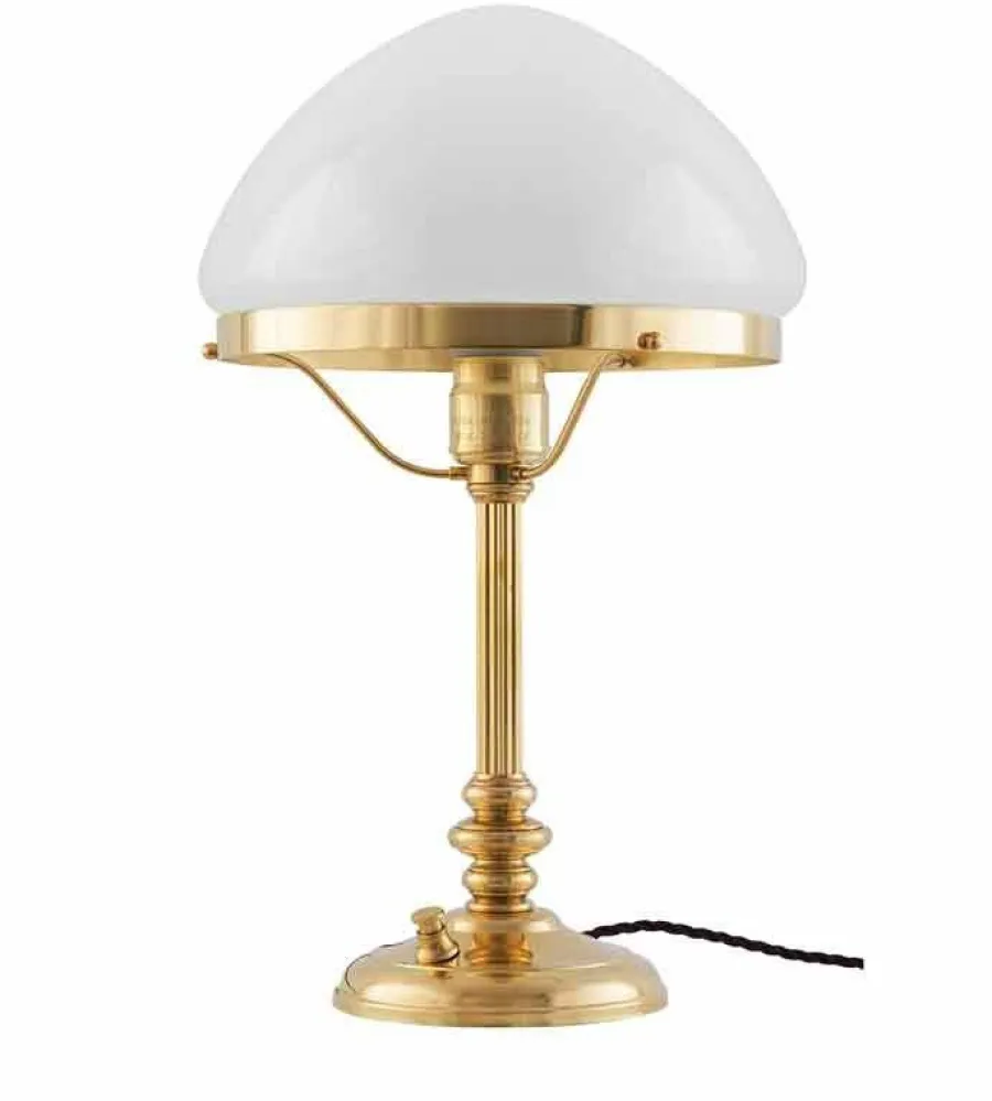 Karlskrona Lampfabrik Bordslampor|Bordslampor I Mässing|Bordslampa - Karlfeldt mässing, toppig vit