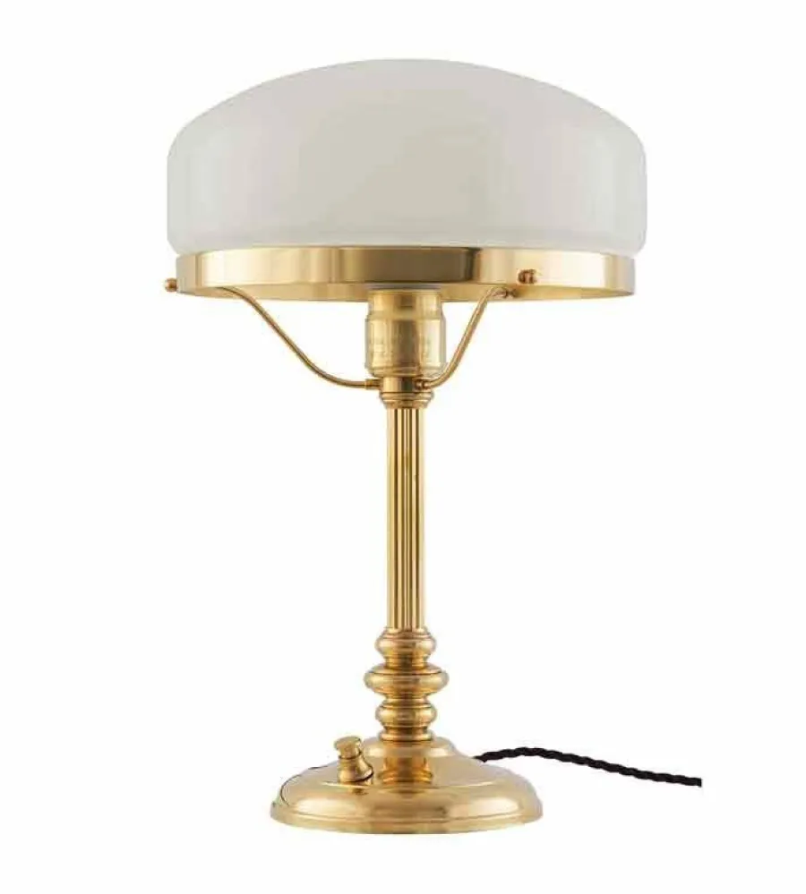 Karlskrona Lampfabrik Bordslampor|Bordslampor I Mässing|Bordslampa - Karlfeldt mässing, vit skärm