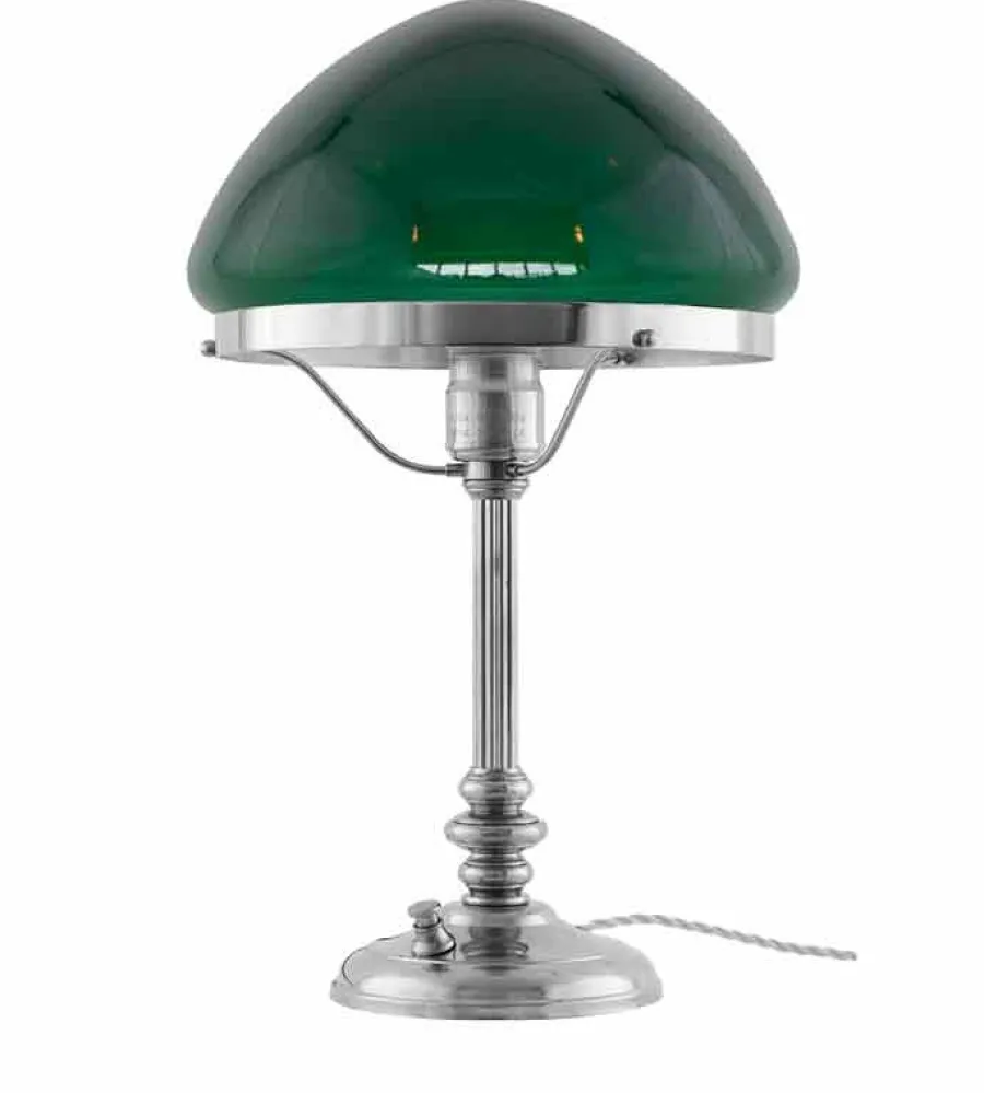 Karlskrona Lampfabrik Bordslampor|Bordslampa - Karlfeldt nickel, toppig grön