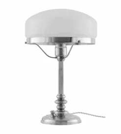 Karlskrona Lampfabrik Bordslampor|Bordslampa - Karlfeldt nickel, vit skärm