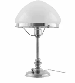 Karlskrona Lampfabrik Bordslampor|Bordslampa - Karlfeldt nickel, toppig vit