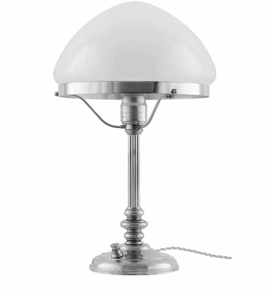 Karlskrona Lampfabrik Bordslampor|Bordslampa - Karlfeldt nickel, toppig vit