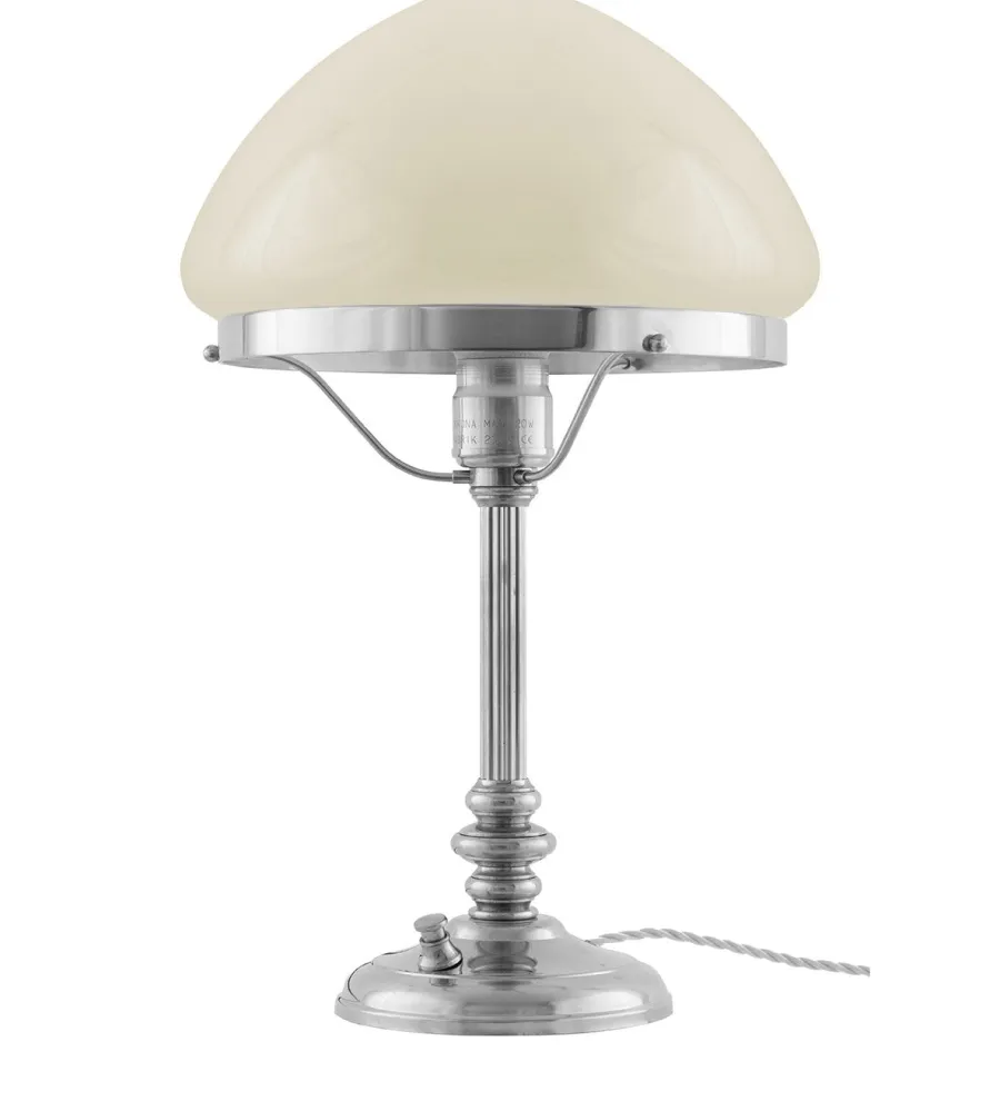 Karlskrona Lampfabrik Bordslampor|Bordslampa - Karlfeldt nickel, toppig benvit
