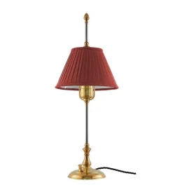Karlskrona Lampfabrik Bordslampor|Bordslampor I Mässing|Bordslampa - Kellgren mässing, mörkröd skärm