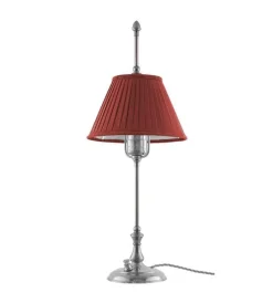 Karlskrona Lampfabrik Bordslampor|Bordslampa - Kellgren nickel, mörkröd skärm