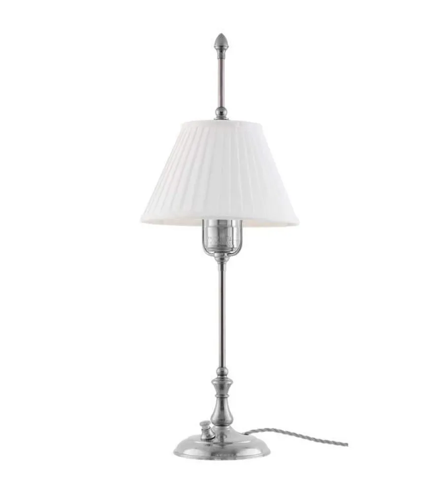 Karlskrona Lampfabrik Bordslampor|Bordslampa - Kellgren nickel, vit skärm