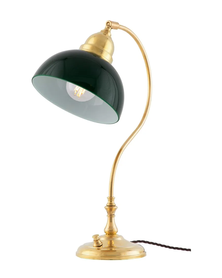 Karlskrona Lampfabrik Bordslampor|Bordslampor I Mässing|Bordslampa - Lagerlöf mässing, grön skärm