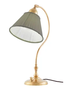 Karlskrona Lampfabrik Bordslampor|Bordslampor I Mässing|Bordslampa - Lagerlöf mässing, olivgrön tygskärm