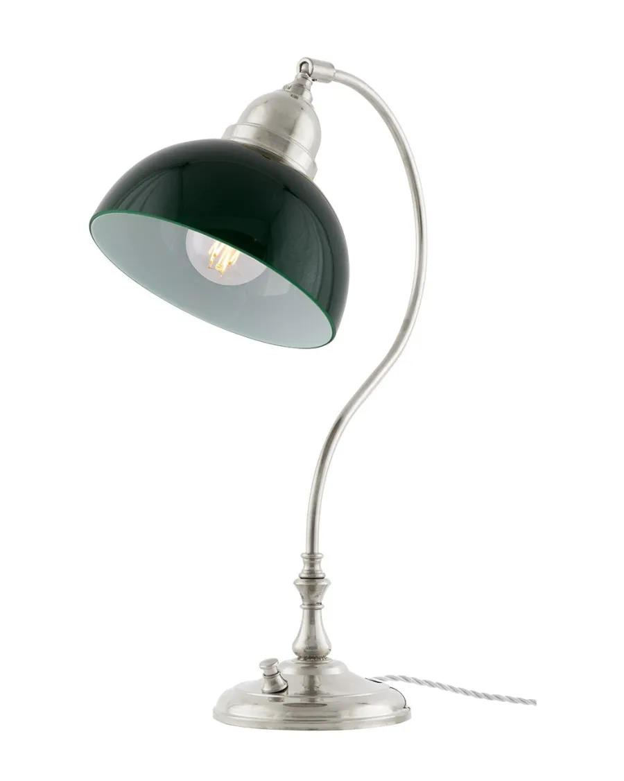 Karlskrona Lampfabrik Bordslampor|Bordslampa - Lagerlöf nickel, grön skärm