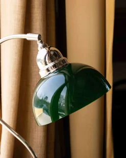 Karlskrona Lampfabrik Bordslampor|Bordslampa - Lagerlöf nickel, grön skärm